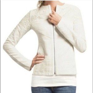 CAbi 715 Cream Lace Floral Zip Up Blazer Jacket
